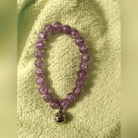 L&L Lavender/Purple Boho Stretch Bracelet with Basketball Charm 🏀  NWOT - Picture 3 of 5